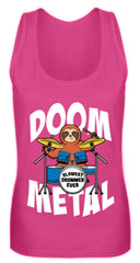 Zeigt funny doom metal sloth drummer frauen tanktop in Farbe Black