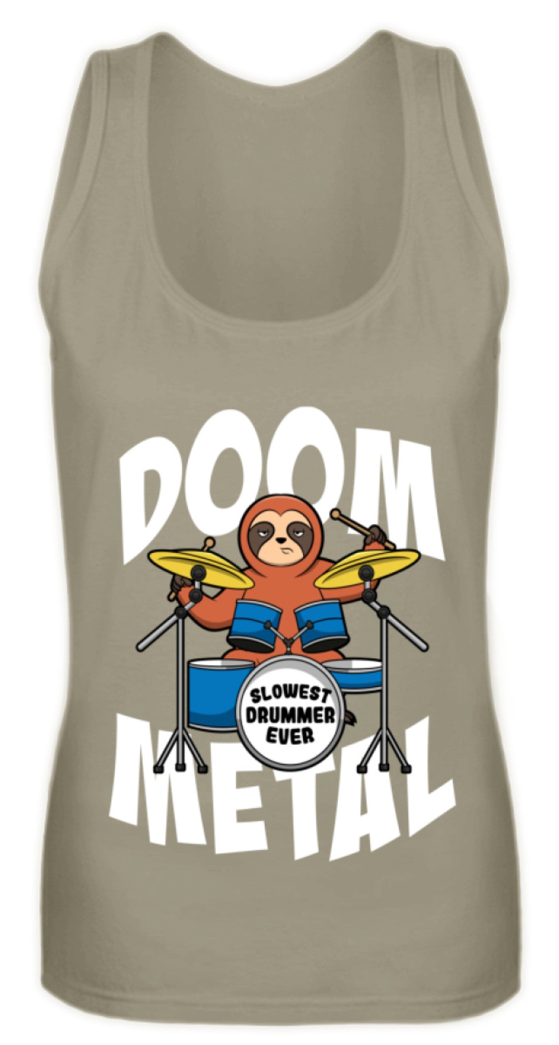 Zeigt funny doom metal sloth drummer frauen tanktop in Farbe Purple