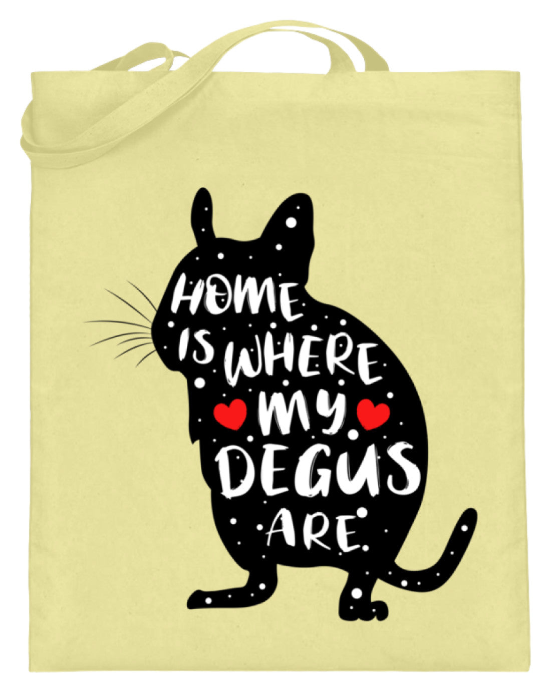 Degus | Geschenk für alle Degubesitzer | Jutebeutel in Gelb in Größe 38cm-42cm