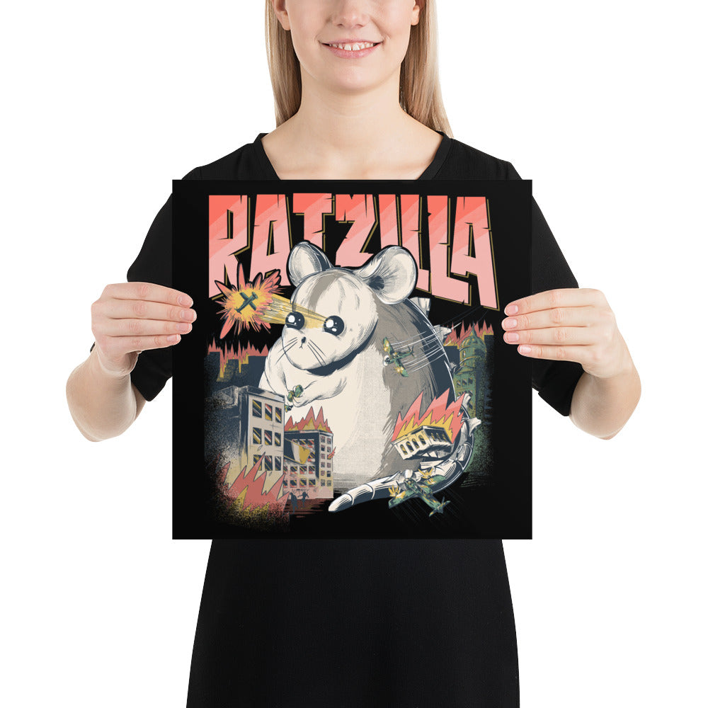 Zeigt schattig ratzilla photo paper poster in Farbe 14×14