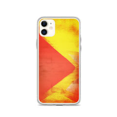 Zeigt Produktbild  Iphone Case | Halftone Pattern with red/orange Triangle | Yellow Smartphone Protection Case | Abstract Art & Geometry | Mobile Back Cover