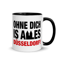 Ohne Dich is alles Düsseldorf | Zweifarbige Tasse