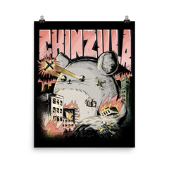 Zeigt funny cool chinzilla poster gift for chinchilla holders chinchillas owners cute dangerous rodent teenagers kids in Farbe 16×20