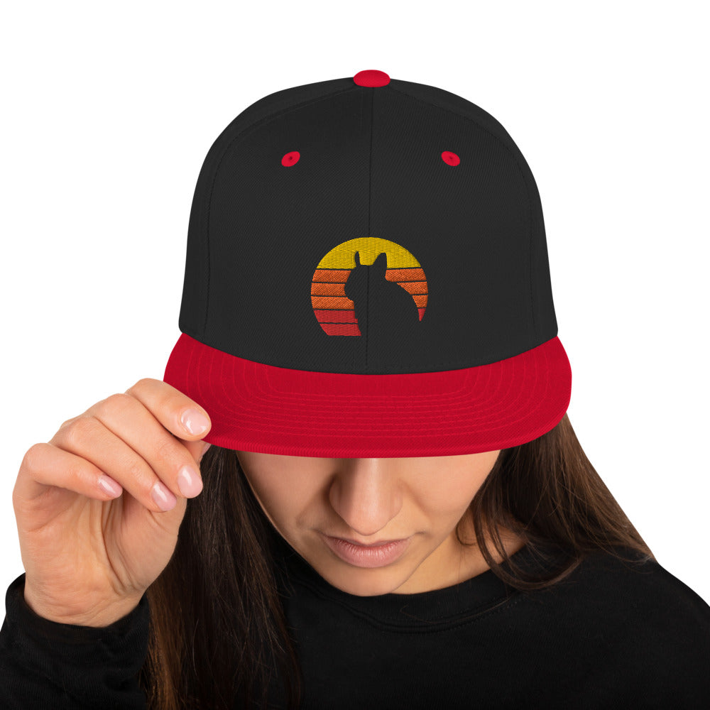 Degu Vintage Sun | Retro Octodon Degus Sunset | Snapback Hat in Black/ Red in Größe 