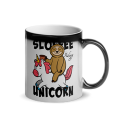 Sloffee Is Riding a Unicorn | Glänzende Wärmetasse Lustiger Spruch