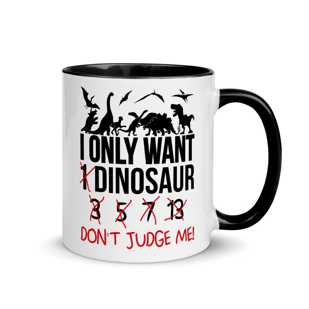 Bild einer I only want 1 Dinosaur | Tasse mit farbiger Innenseite