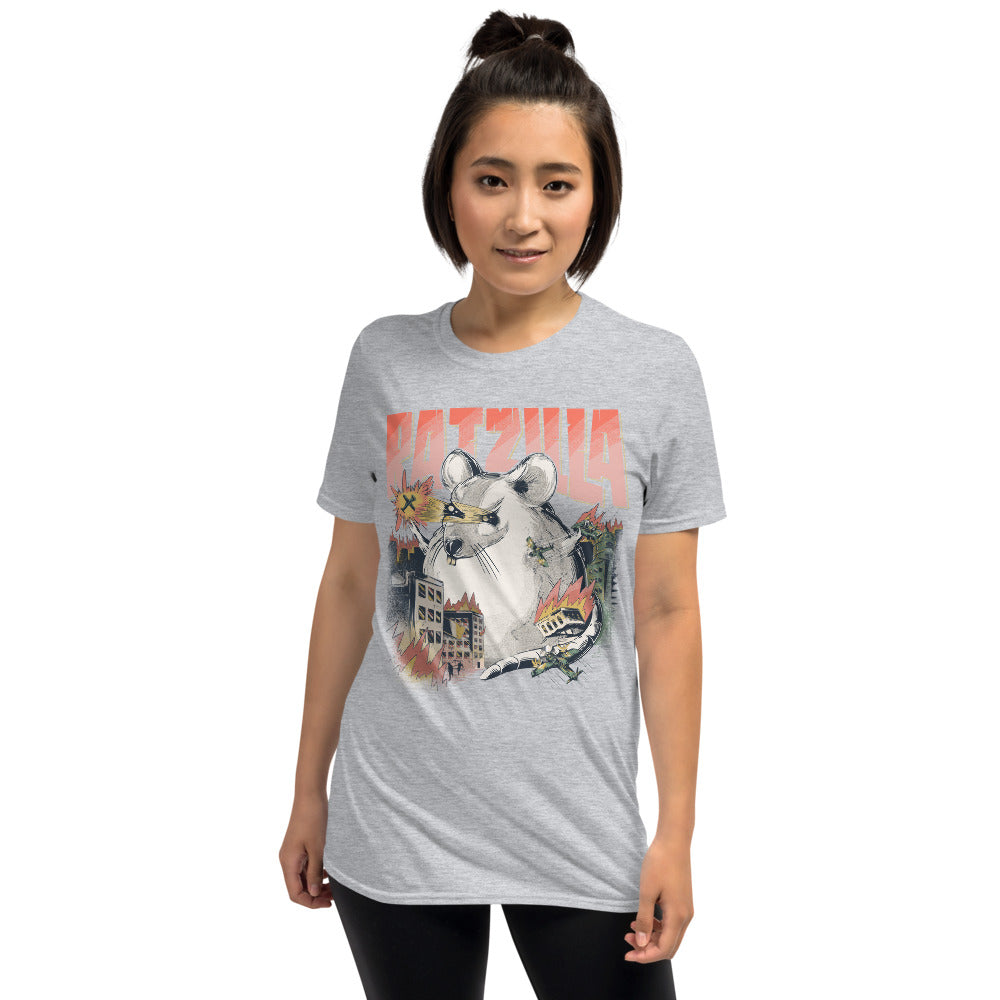 Zeigt funny cool ratzilla angry version unisex shirt gift for fancy rat holders rats owners funshirt cute dangerous rodent in Farbe White
