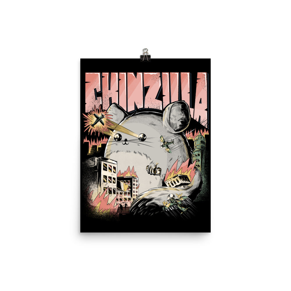 Zeigt funny cool chinzilla poster gift for chinchilla holders chinchillas owners cute dangerous rodent teenagers kids in Farbe 12×16