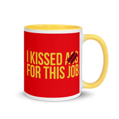 Zeigt i kissed ass for this job funny saying mug for office perfect gift for colleagues mug with color inside in Farbe Yellow