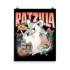 Zeigt lustiger saurier ratzilla poster matte fur rattenhalter rattenbesitzer lustige farbratte witziges ratten monster fur halter von ratten angaben in zoll in Farbe 16×20