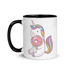 Unicorn eats donut | Two tone mug