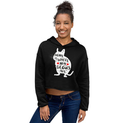 Home Is Where My Degus Are | Crop Hoodie in Schwarz in Größe S