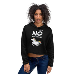 Nö Einhorn | Crop Hoodie in Black in Größe S