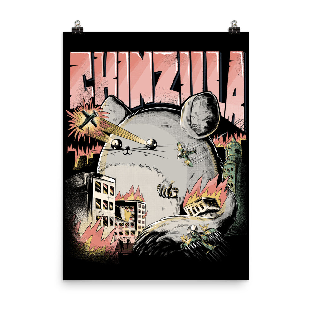 Zeigt funny cool chinzilla poster gift for chinchilla holders chinchillas owners cute dangerous rodent teenagers kids in Farbe 18×24