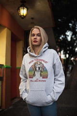 Süßer Beagle | Lustiger Spruch | Mein Therapeut hat Fell und Pfoten |  Unisex Kapuzenpullover Hoodie in Arktikweiß in Größe L