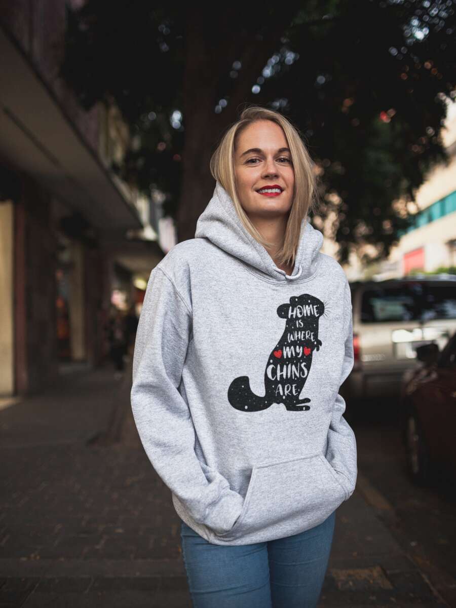 Chinchillas | Cooler Spruch | Geschenk für Chinchillahalter | Unisex Kapuzenpullover Hoodie in Sportgrau Heather in Größe L