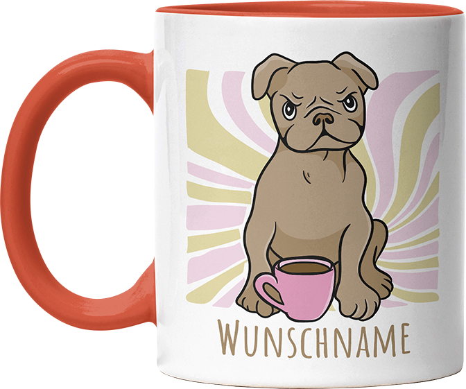 Bulldogge Personalisierbar Name Witzige Orange Tasse kaufen Geschenk