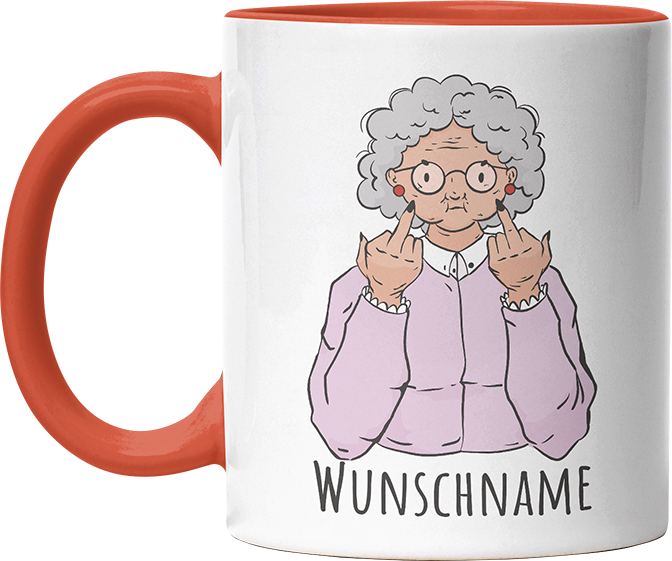 Alte Dame Kaffee Personalisierbar Name Witzige Orange Tasse kaufen Geschenk