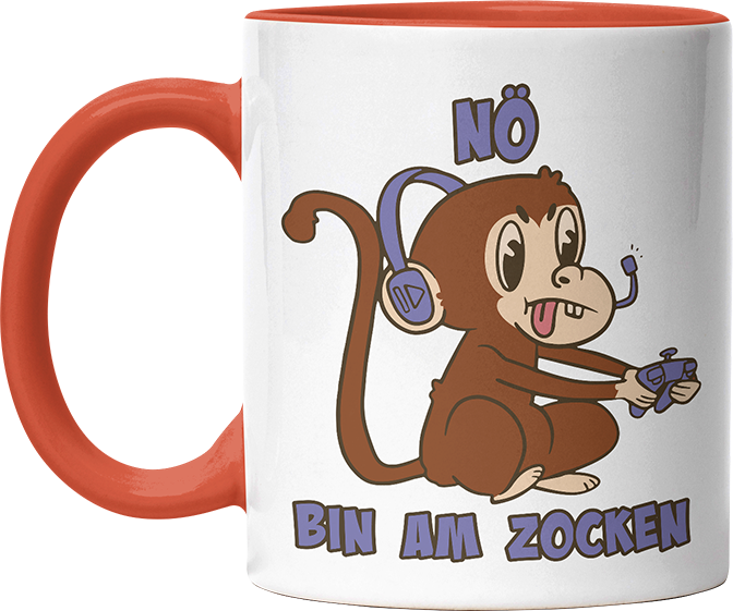 Affe Nö bin am zocken Witzige Orange Tasse kaufen Geschenk