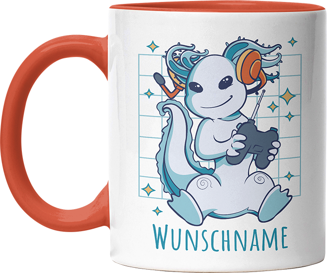 Axolotl Gamer Personalisierbar Name Witzige Orange Tasse kaufen Geschenk