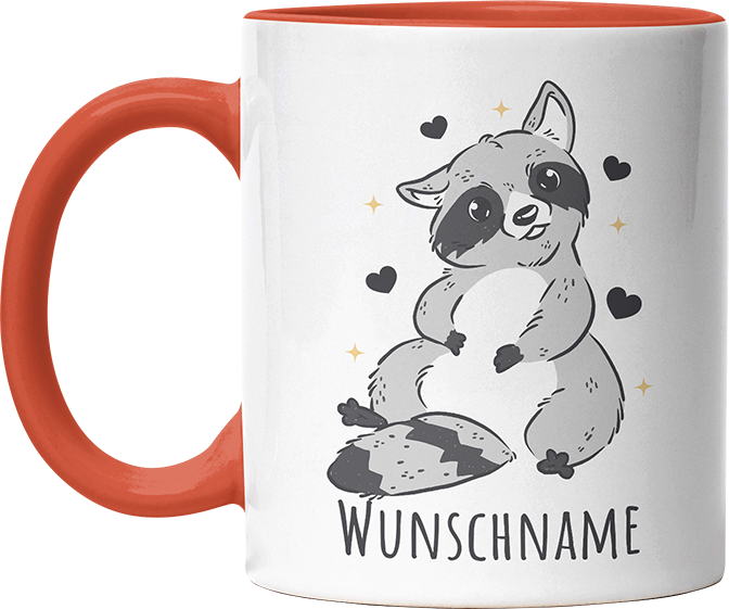 Waschbär Personalisierbar Name Witzige Orange Tasse kaufen Geschenk