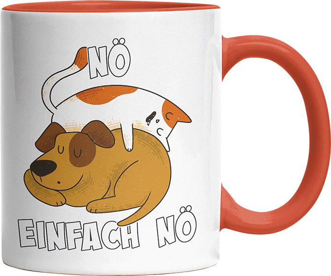 Nö Einfach Nö Hund Katze schlafen Witzige Orange Tasse kaufen Geschenk