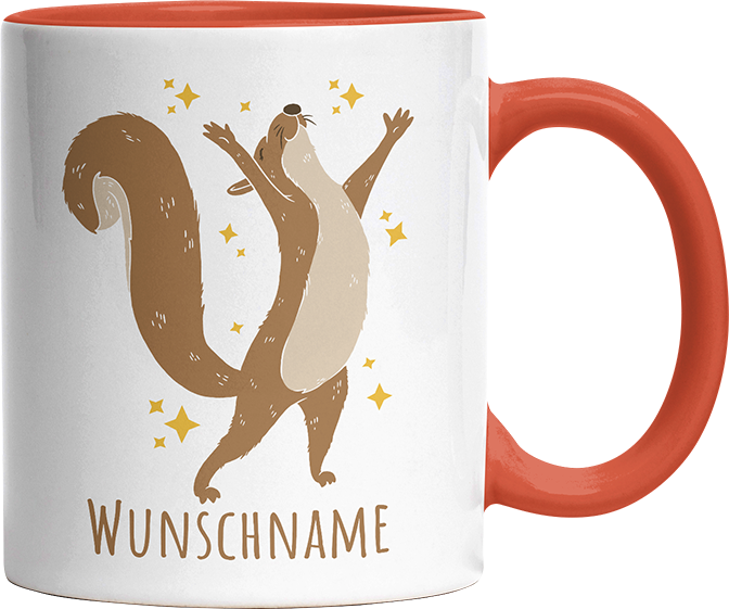 Eichhörnchen Personalisierbar Name 1 Witzige Orange Tasse kaufen Geschenk