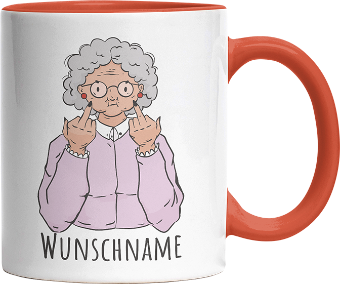 Alte Dame Kaffee Personalisierbar Name Witzige Orange Tasse kaufen Geschenk