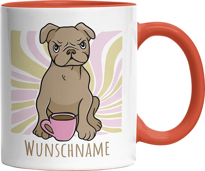 Bulldogge Personalisierbar Name Witzige Orange Tasse kaufen Geschenk