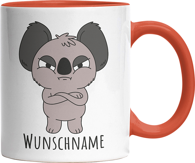 Genervter Koala Personalisierbar Name Witzige Orange Tasse kaufen Geschenk