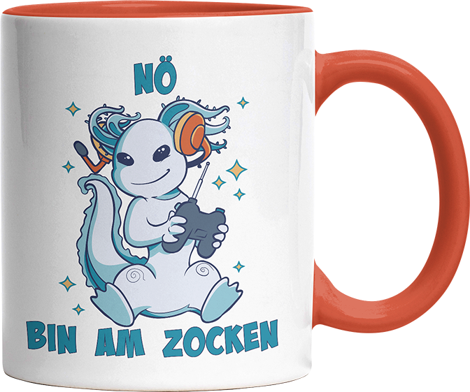 Axolotl Nö bin am zocken Witzige Orange Tasse kaufen Geschenk
