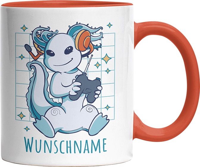 Axolotl Gamer Personalisierbar Name Witzige Orange Tasse kaufen Geschenk
