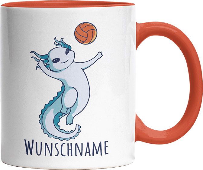 Axolotl Volleyball Kaffee Personalisierbar Name Witzige Orange Tasse kaufen Geschenk