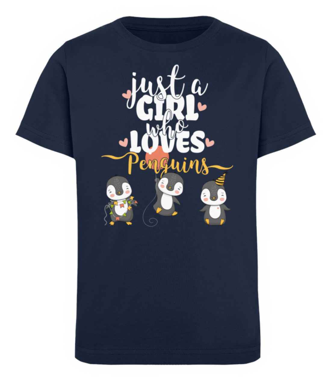 Zeigt just a girl who loves penguins kinder organic t shirt in Farbe Black