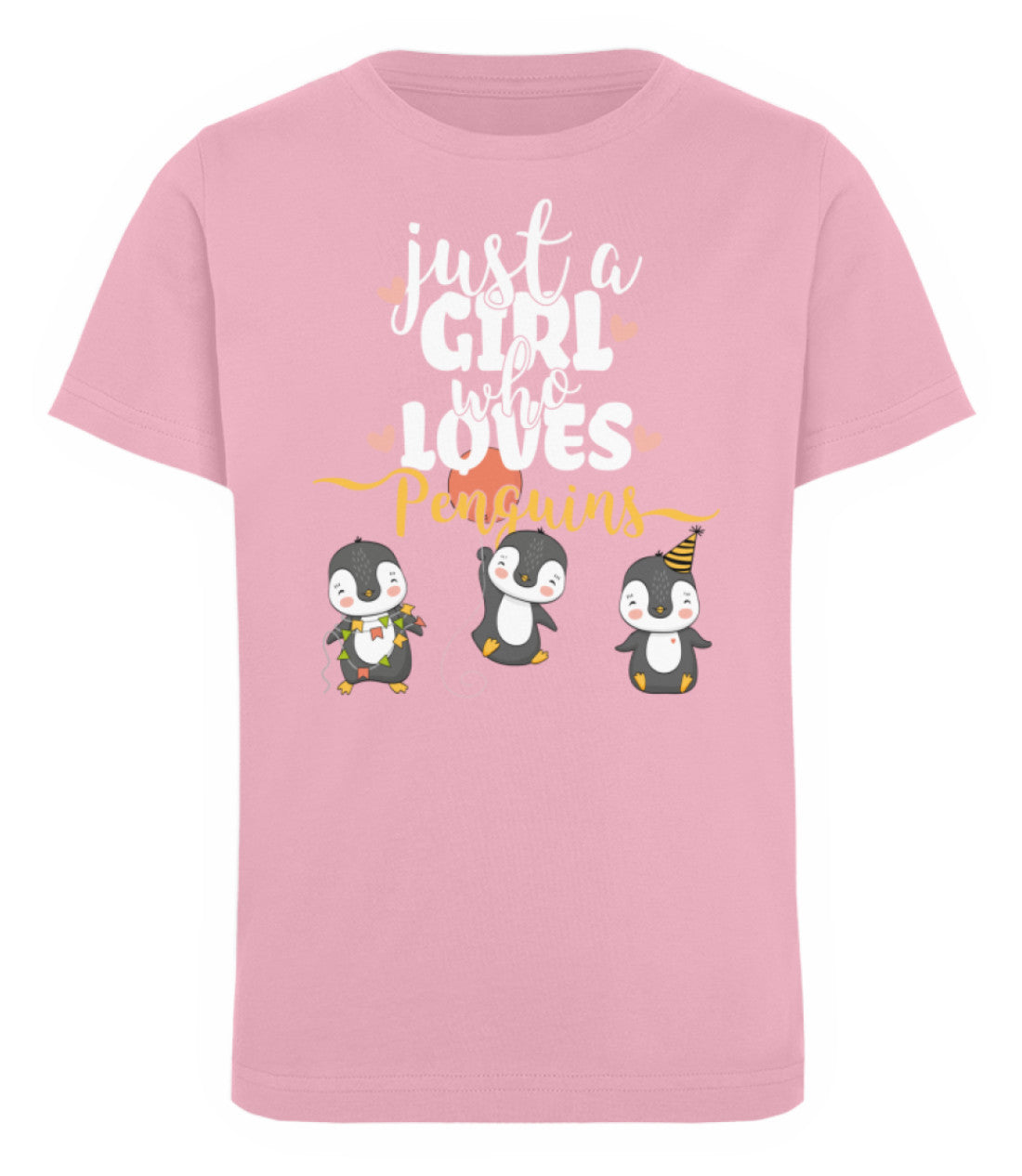 Zeigt just a girl who loves penguins kinder organic t shirt in Farbe Ocean Depth