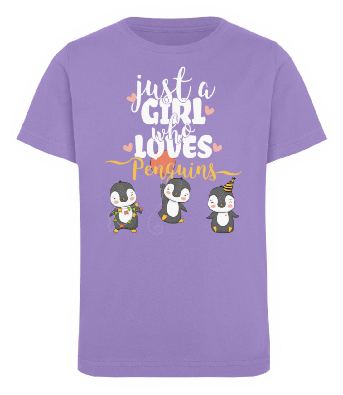 Zeigt just a girl who loves penguins kinder organic t shirt in Farbe Ocean Depth
