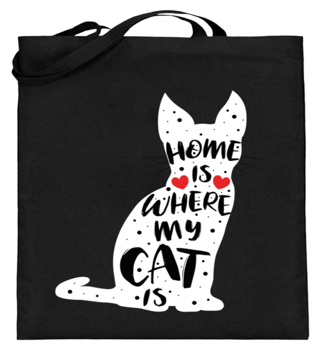 Home Is Where My Cat Is | Jutebeutel (mit langen Henkeln) in Black in Größe 38cm-42cm