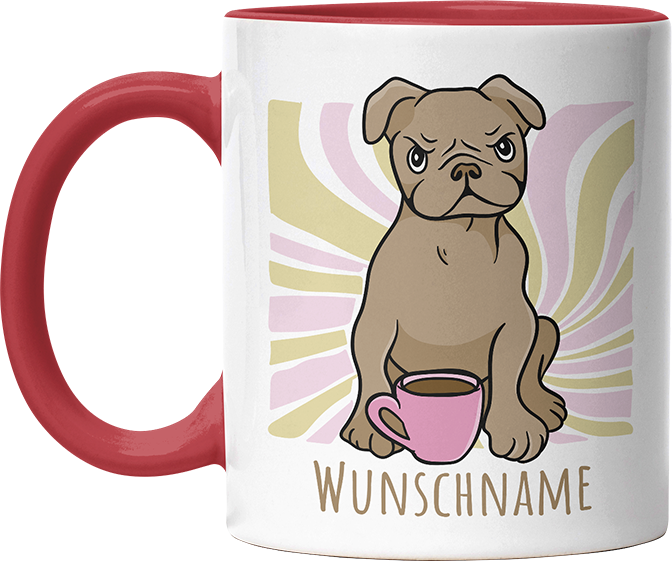 Bulldogge Personalisierbar Name Witzige Rot Tasse kaufen Geschenk