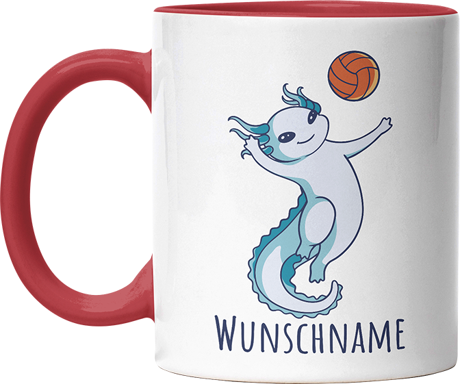 Axolotl Volleyball Kaffee Personalisierbar Name Witzige Rot Tasse kaufen Geschenk