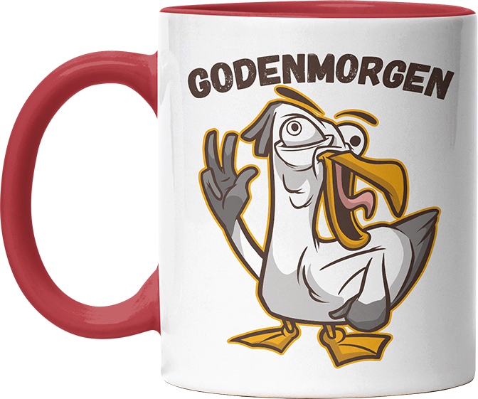 Godenmorgen Plattdeutsch Möwe Witzige Rot Tasse kaufen Geschenk