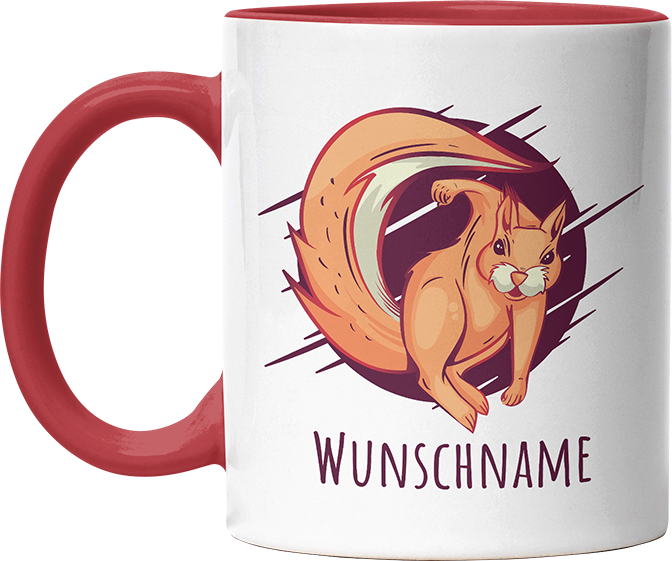 Eichhörnchen Personalisierbar Name 2 Witzige Rot Tasse kaufen Geschenk