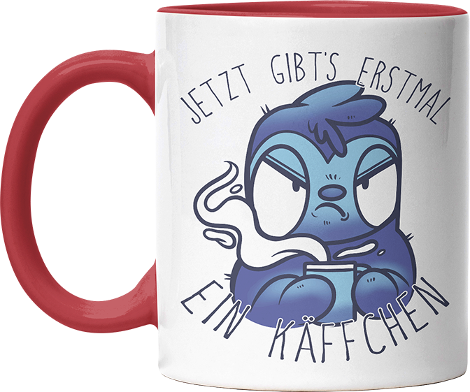 Jetzt gibts erstmal ein Käffchen Faultier 3 Witzige Rot Tasse kaufen Geschenk