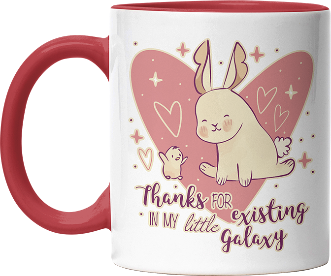 1WH Thanks for existing in my little Galaxy Hase Küken Witzige Rot Tasse kaufen Geschenk