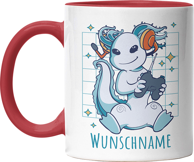 Axolotl Gamer Personalisierbar Name Witzige Rot Tasse kaufen Geschenk