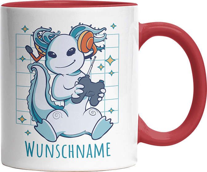 Axolotl Gamer Personalisierbar Name Witzige Rot Tasse kaufen Geschenk