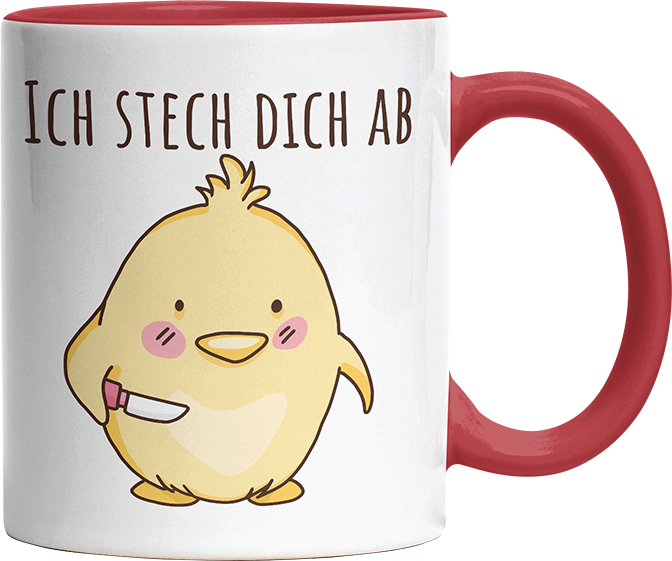 Ich stech dich ab Hühnchen Witzige Rot Tasse kaufen Geschenk
