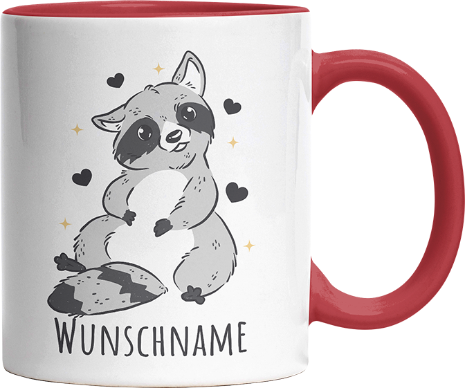 Waschbär Personalisierbar Name Witzige Rot Tasse kaufen Geschenk