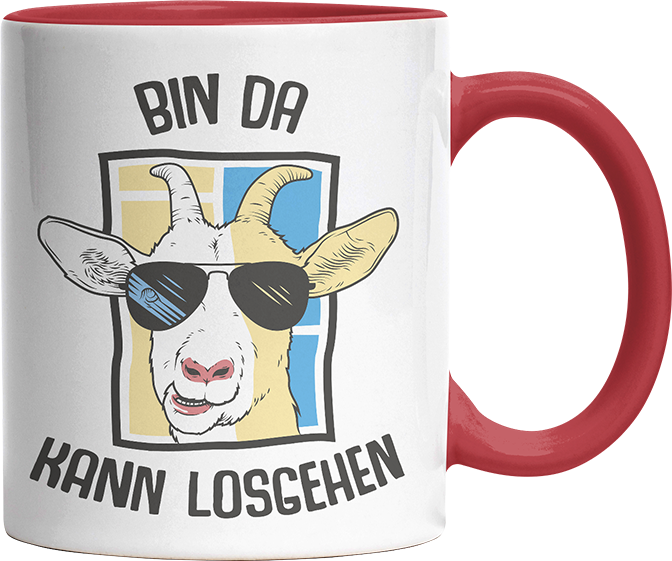 Bin da kann losgehen Ziege Witzige Rot Tasse kaufen Geschenk