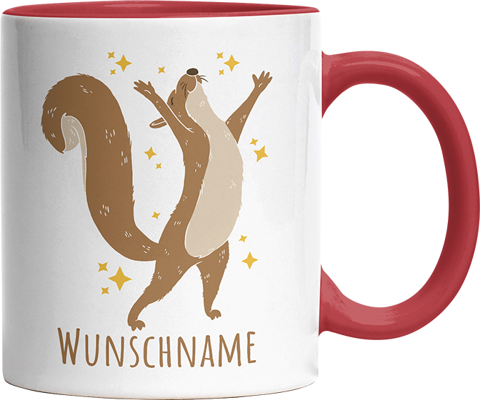 Eichhörnchen Personalisierbar Name 1 Witzige Rot Tasse kaufen Geschenk