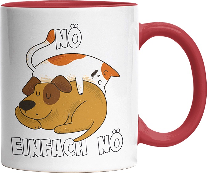 Nö Einfach Nö Hund Katze schlafen Witzige Rot Tasse kaufen Geschenk